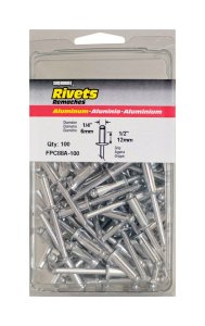 1/4 in. Dia. x 1/2 in. Aluminum Rivets Silver 100 pk