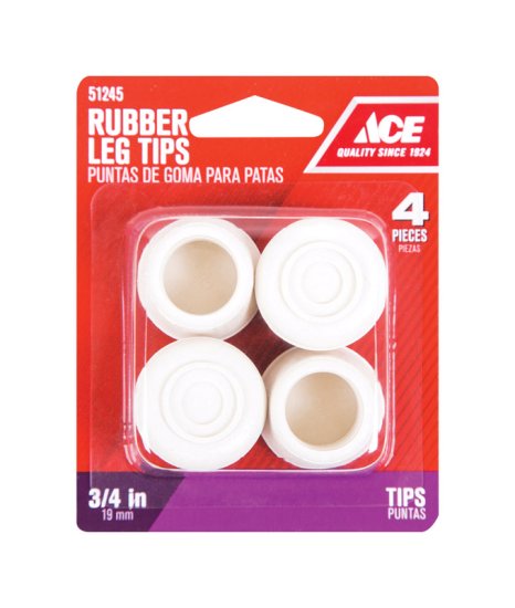 Rubber Leg Tip Off-White Round 3/4 in. W 4 pk