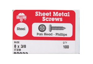 No. 8 x 3/8 in. L Phillips Pan Head Zinc-Plated Steel Sh