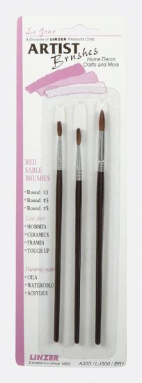 No. 1, 3, 5 W Round Artist Paint Brush Set