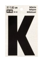 3 in. Reflective Black Vinyl Self-Adhesive Letter K 1 pc.