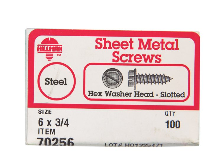 No. 6 x 3/4 in. L Slotted Hex Washer Head Zinc-Plated St