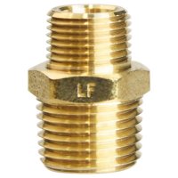 (image for)  1/2 in. MPT X 3/8 in. D MPT Brass Reducing Hex Nipple