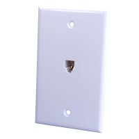 White 1-Gang Phone Jack Modular with Wall Plate T