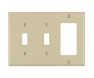 Ivory 3 gang Thermoset Plastic GFCI/Rocker/Toggle Wall P