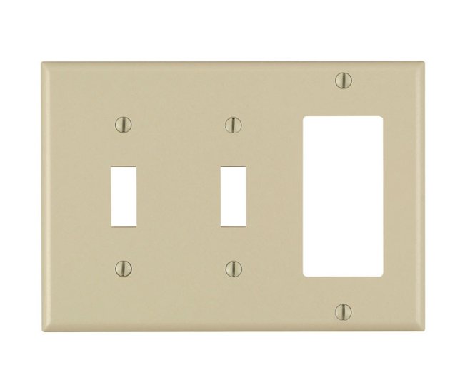 Ivory 3 gang Thermoset Plastic GFCI/Rocker/Toggle Wall P