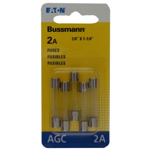 2 amps AGC Glass Tube Fuse 5 pk