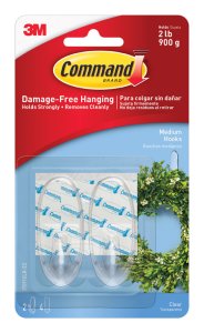 Command Medium Plastic Hook 2-3/8 in. L 2 pk