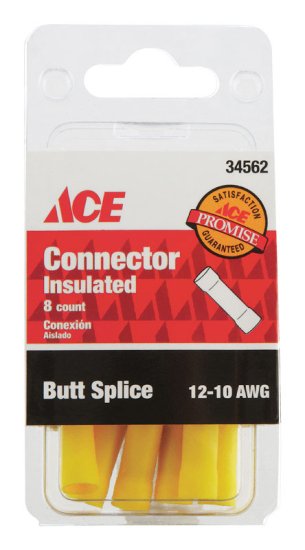 Insulated Wire Butt Connector Yellow 8 pk