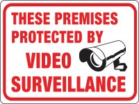 (image for) THESE PREMISES PROTECTED BY VIDEO SURVEILLANCE, Black/Red Legend, Plastic