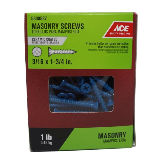 3/16 in. x 1-3/4 in. L Phillips Flat Head Masonry Screws 1 l