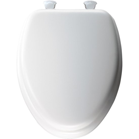 Elongated White Vinyl Cushioned Toilet Seat