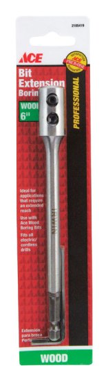 6 in. Steel Wood Boring Bit Extension 1/4 in. 3-Flat Shank 1