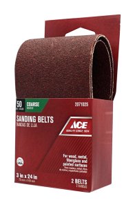 24 in. L x 3 in. W Aluminum Oxide Sanding Belt 50 Grit Coars