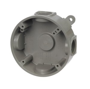 Round Plastic 1 gang Outlet Box Gray 4 in.