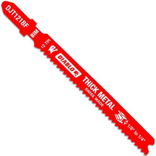 (image for) 3-5/8 in. Bi-Metal T-Shank Thick Metal Jig Saw Blade 12 TPI 5 pk
