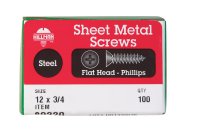 No. 12 x 3/4 in. L Phillips Flat Head Zinc-Plated Steel