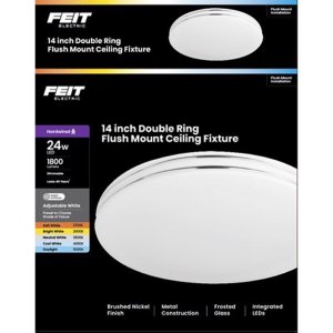 (image for) 14 in. L Brushed Nickel White Ceiling Fixture