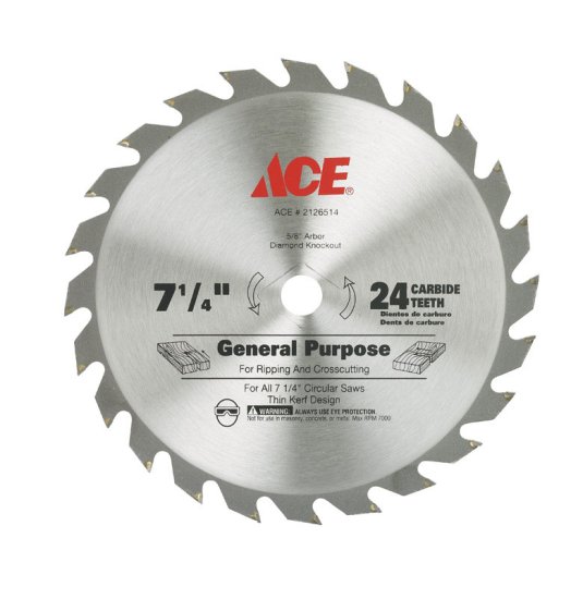 7-1/4 in. Dia. x 5/8 in. Carbide Tipped Circular Saw Blade 24 t