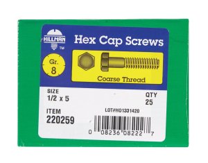 1/2 in. Dia. x 5 in. L Heat Treated Steel Hex Head Cap S