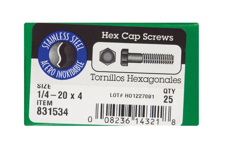 1/4-20 in. Dia. x 4 in. L Stainless Steel Hex Head Cap S