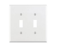 (image for) White 2 gang Thermoplastic Nylon Toggle Wall Plate 1 pk