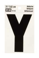 3 in. Reflective Black Vinyl Self-Adhesive Letter Y 1 pc.