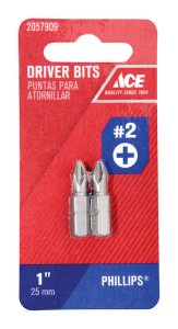 Phillips 2 x 1 in. L Insert Bit S2 Tool Steel 2 pc.