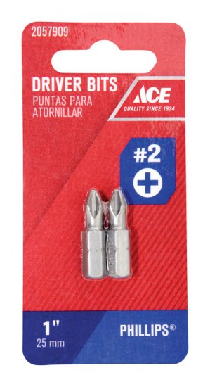 Phillips 2 x 1 in. L Insert Bit S2 Tool Steel 2 pc.