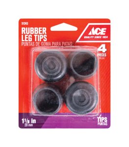 Rubber Leg Tip Black Round 1-1/8 in. W 4 pk