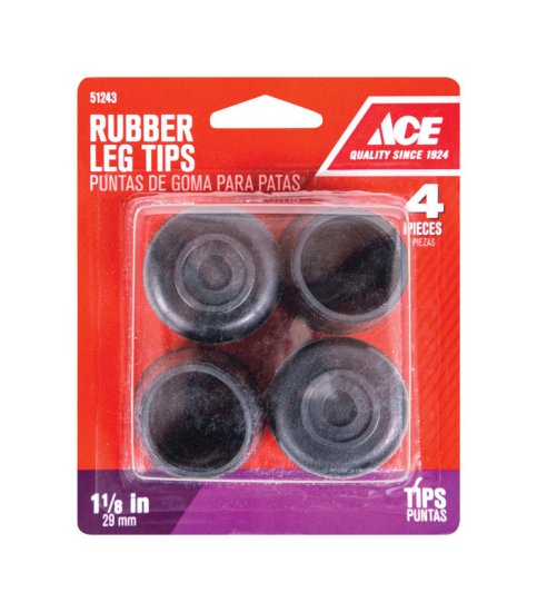 Rubber Leg Tip Black Round 1-1/8 in. W 4 pk