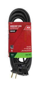 Indoor 15 ft. L Black Extension Cord 16/2 SJO