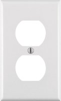 White 1 gang Thermoset Plastic Duplex Outlet Wall Plate