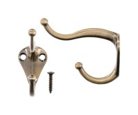 3 in. L Antique Brass Gold Brass Small Coat and Hat Hook 2 p