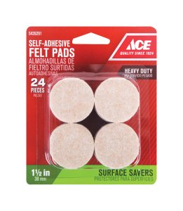 Felt Self Adhesive Pad Brown Round 1-1/2 in. W 24 pk