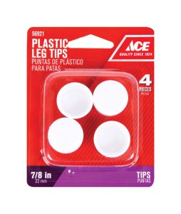 Plastic Leg Tip White Round 7/8 in. W 4 pk