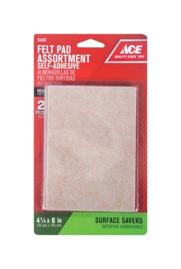 Felt Self Adhesive Blanket Brown Rectangle 4-1/4 in. W x 6 i