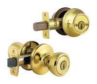 Tylo Polished Brass Entry Lock and Double Cylinder Deadb