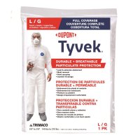 Tyvek Coverall with Hood and Boots White L 1 pk