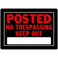 English Black No Trespassing Sign 10 inch H X 14 inch W