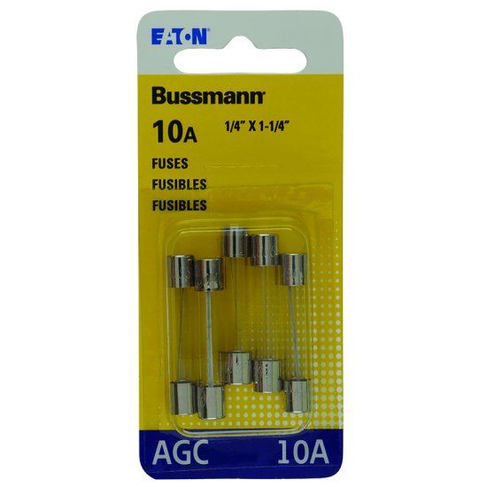 10 amps AGC Glass Tube Fuse 5 pk