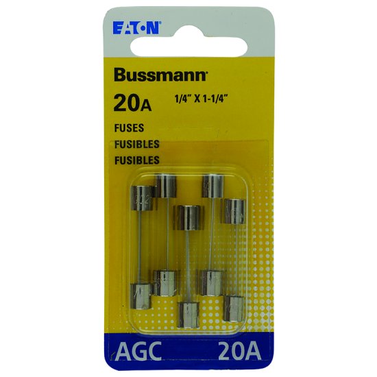 20 amps AGC Glass Tube Fuse 5 pk