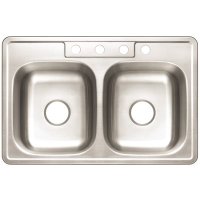 Drop-In Stainless Steel Kitchen Sink 33 in. 4-Hole Double Bowl