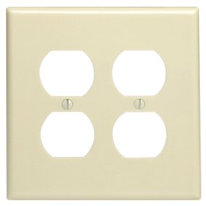 Ivory 2 gang Plastic Duplex Outlet Wall Plate Jumbo