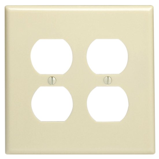 Ivory 2 gang Plastic Duplex Outlet Wall Plate Jumbo