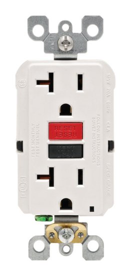 GFCI 20 amps 125 V Duplex White Outlet 5-20R 1 pk