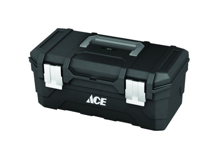 16 in. Plastic Tool Box 9.25 in. W x 10.5 in. H Black