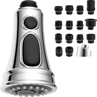 Pull Down Kitchen Sprayer Head in Chrome with Adapters