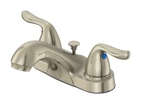 Brushed Nickel Two Handle Lavatory Pop-Up Faucet 4 in.