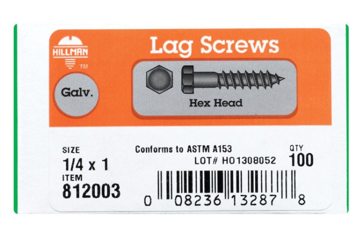 1/4 in. x 1 in. L Hex Hot Dipped Galvanized Steel Lag Sc